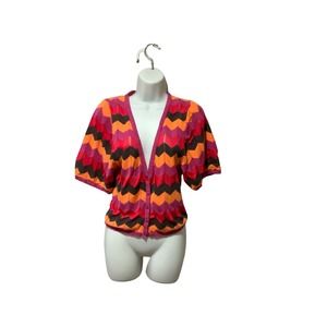 Esprit multi color knitted button down size small preowned #1377